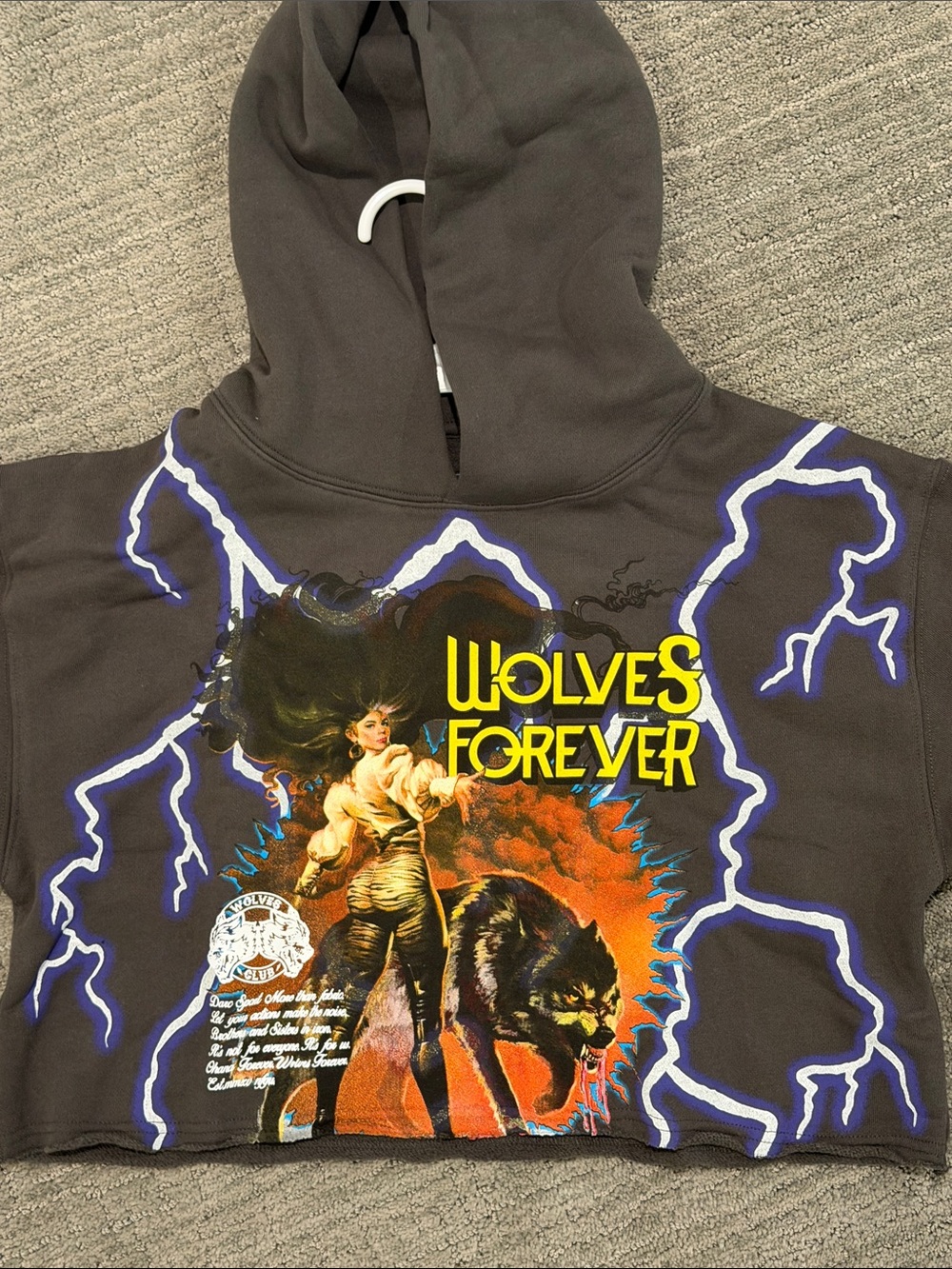 Darc Sport Cropped Wolves Forever Hoodie - Dark Gray with Purple Lightning - Picture 2 of 4